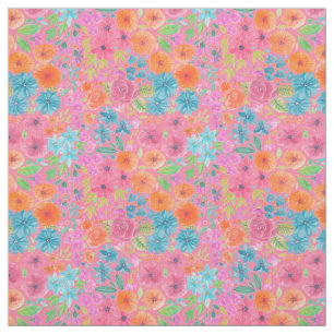 Floral watercolor pattern in pink fabric