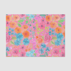 Floral watercolor pattern in pink tissue paper