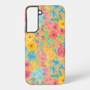 Floral watercolor pattern in yellow samsung galaxy case