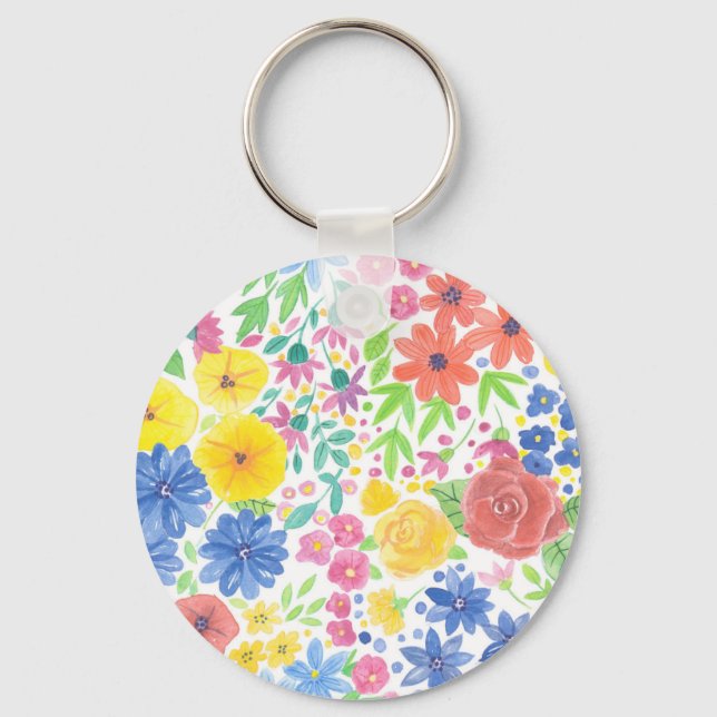 Floral watercolor pattern key ring (Front)