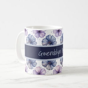 Floral Watercolor Pattern Lavender and Blue Coffee Mug