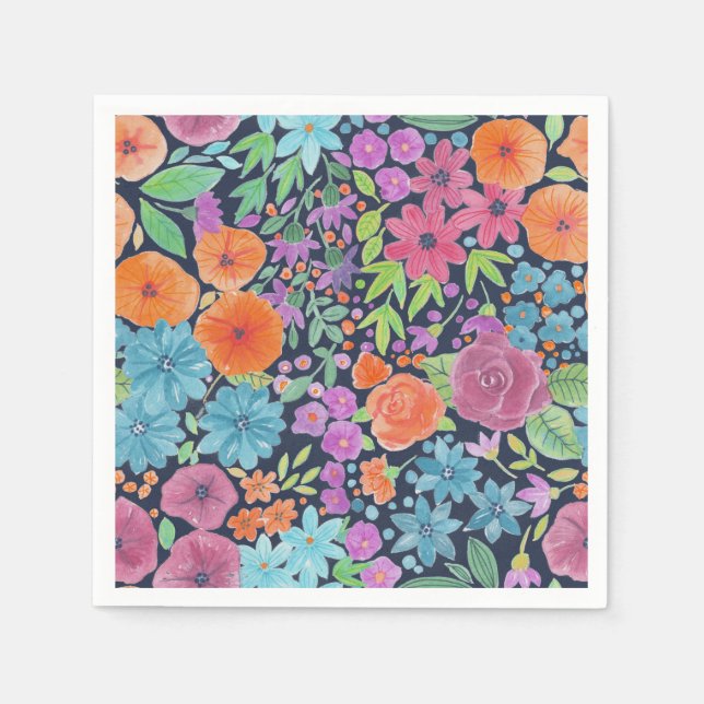 Floral watercolor pattern napkin (Front)