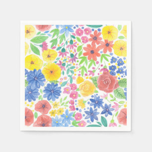 Floral watercolor pattern napkin
