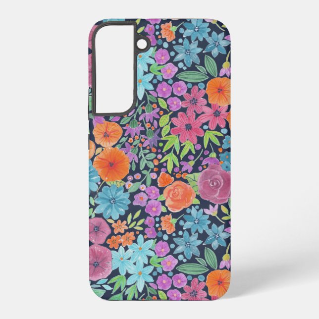 Floral watercolor pattern samsung galaxy s22+ case (Back)