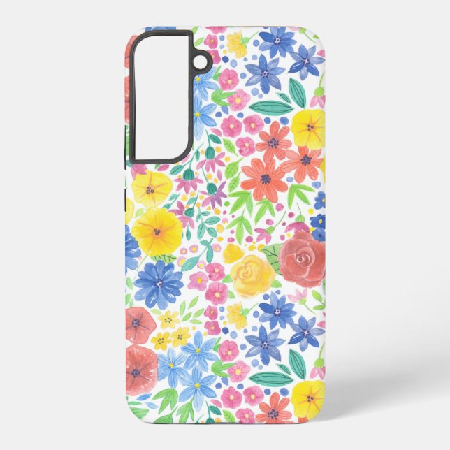 Floral watercolor pattern samsung galaxy s22+ case (Back)