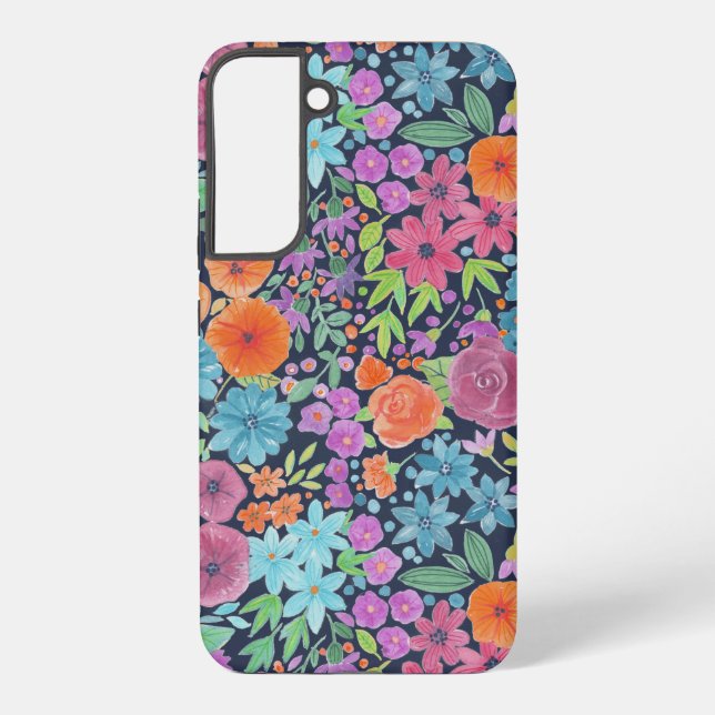 Floral watercolor pattern samsung galaxy s22+ case (Back)