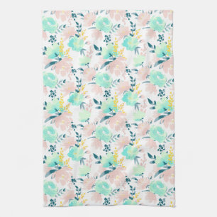 Floral Watercolor Pattern Tea Towel