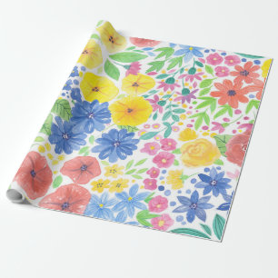 Floral watercolor pattern wrapping paper