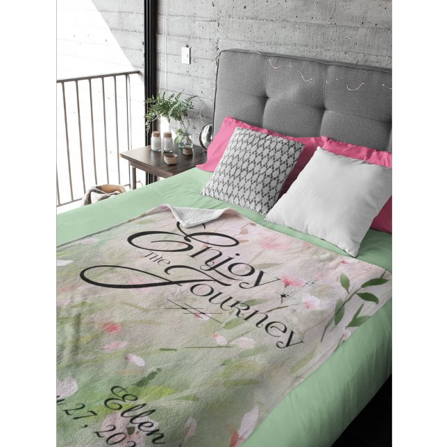 Floral watercolor personalised Enjoy the Journey Fleece Blanket (Creator Uploaded)