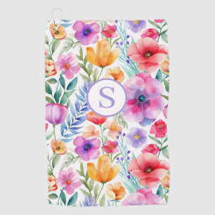 Floral Watercolor Personalised  Golf Towel