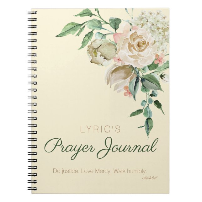 Floral Watercolor Personalised Prayer Journal (Front)