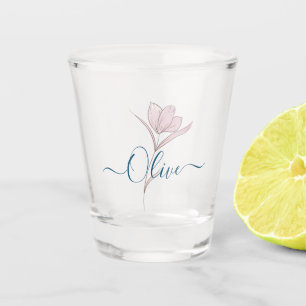 Floral Watercolor Personalised Shot Glass – Custom