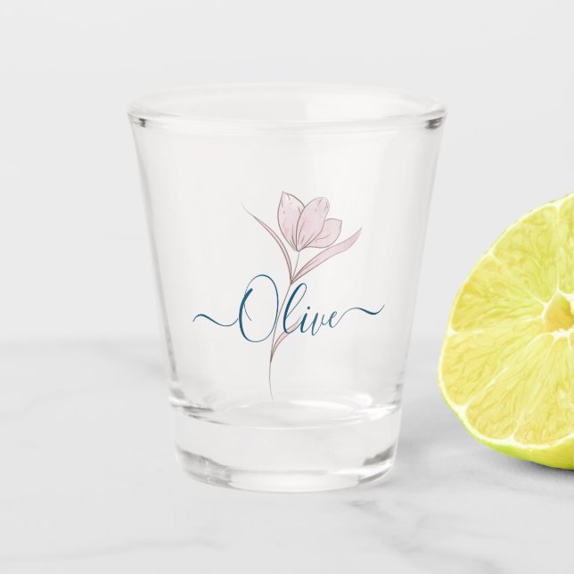Floral Watercolor Personalised Shot Glass – Custom (Front)