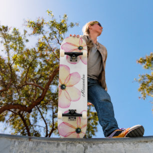 Floral Watercolor Personalised  Skateboard