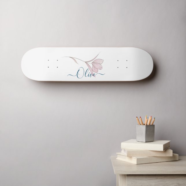 Floral Watercolor Personalised Skateboard – Custom (Wall Art (Horz))