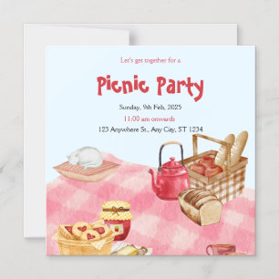 Floral Watercolor Picnic Party Magnetic Invite