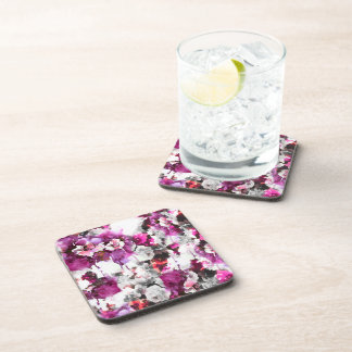 Floral Watercolor - Pink & white abstract design Coaster