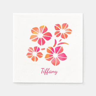 Floral watercolor pink yellow custom saturated napkin