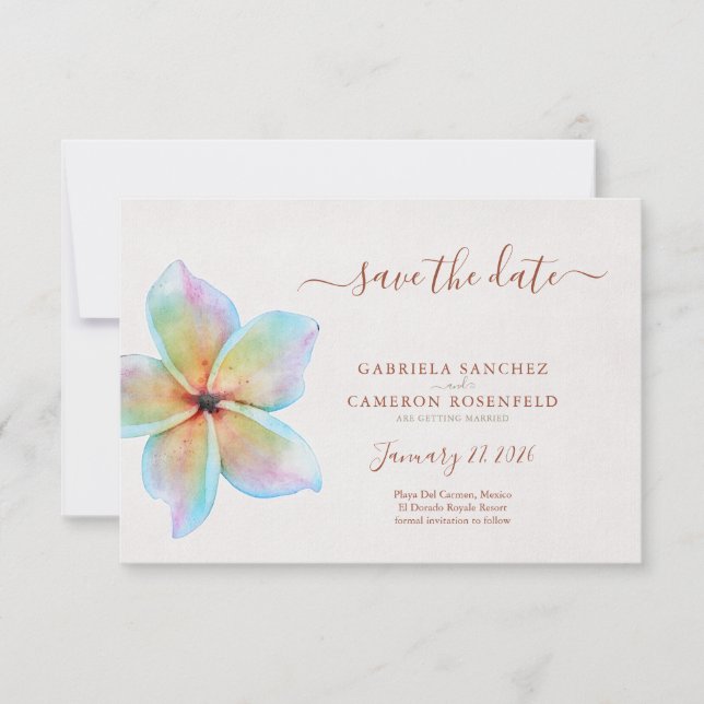 Floral Watercolor Plumeria Terracotta Wedding (Front)