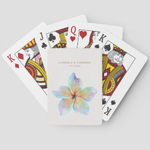 Floral Watercolor Plumeria Terracotta Wedding Playing Cards
