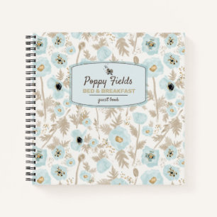 Floral Watercolor Poppies Rental Guest Book