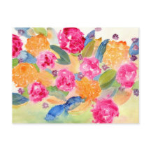 Floral watercolor postcard