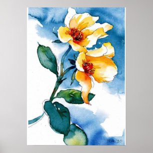 Floral watercolor poster