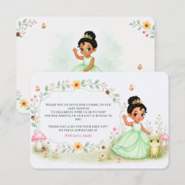 Floral Watercolor Princess Frog Baby Shower Thank You Card