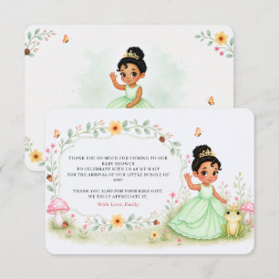 Floral Watercolor Princess Frog Baby Shower Thank You Card