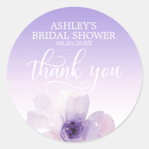 Floral Watercolor Purple Lavender Bridal Shower Classic Round Sticker