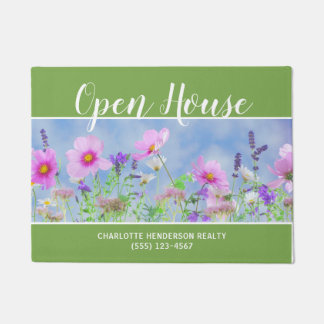 Floral Watercolor Real Estate Open House Doormat