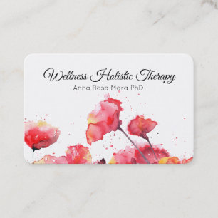*~* Floral Watercolor Red Poppy Flower Modern Business Card