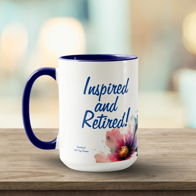  Floral  Watercolor  Retired  Pink Mug (front Center Pose.)
