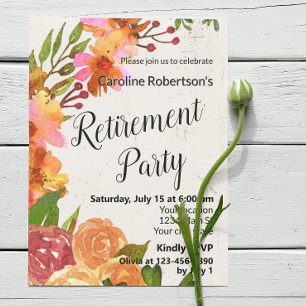 Floral Watercolor Retirement Party Invitation