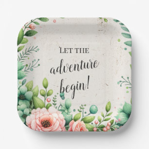 Floral Watercolor Retirement Party Paper Plate