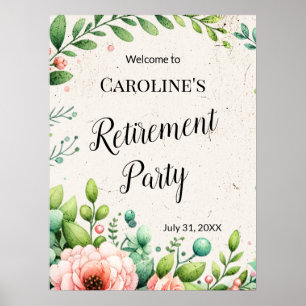 Floral Watercolor Retirement Party  Poster
