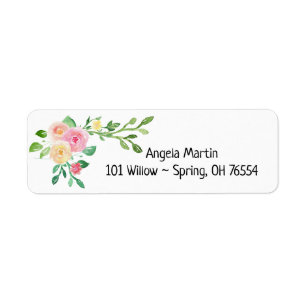 Floral watercolor return address label