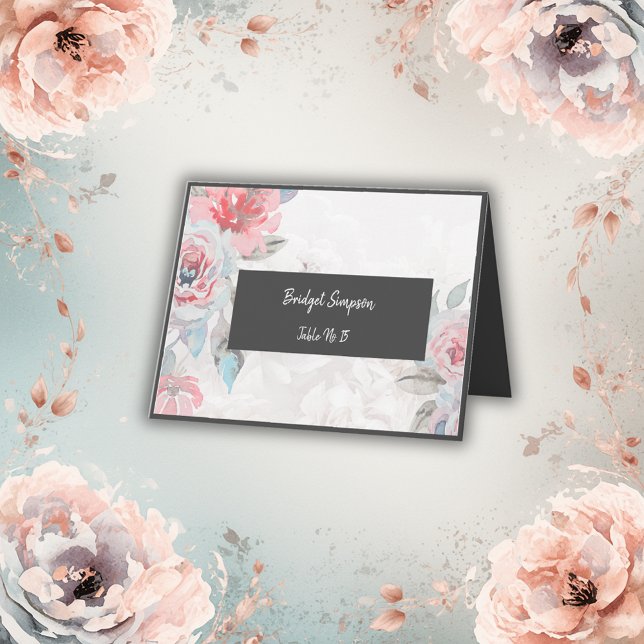 Floral watercolor rose peony wedding guest card (Creator Uploaded)