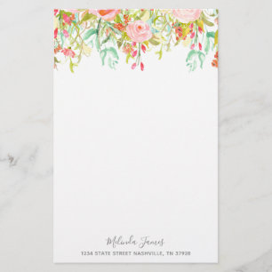 Floral Watercolor Rose Personalised Stationery