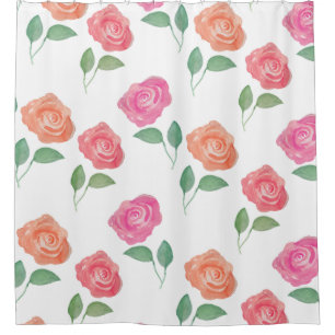 Floral Watercolor Rose Shower Curtain