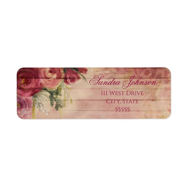 Floral Watercolor Rose Wedding Address Labels (Front)