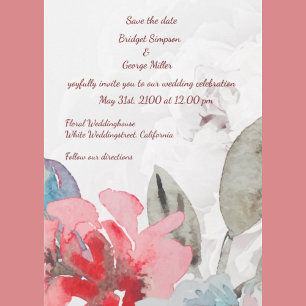 Floral watercolor rose wedding Invitation