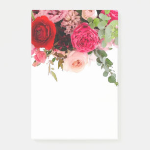 Floral Watercolor Roses Flowers Blank Template Post-it Notes
