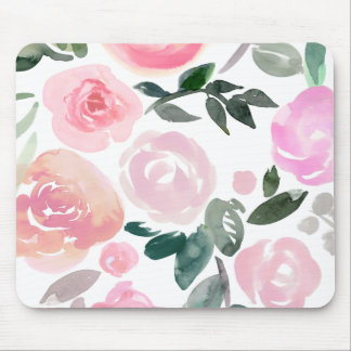FLORAL WATERCOLOR ROSES MOUSE PAD