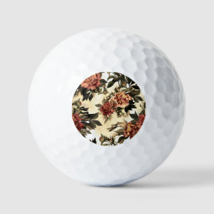 Floral Watercolor Roses, Peonies Pattern. Golf Balls