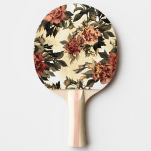 Floral Watercolor Roses, Peonies Pattern. Ping Pong Paddle