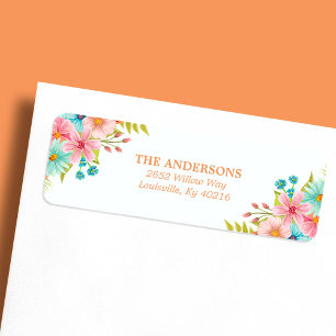 Floral Watercolor Rustic Fall Flowers Address