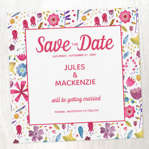 Floral Watercolor Save the Date Invitation