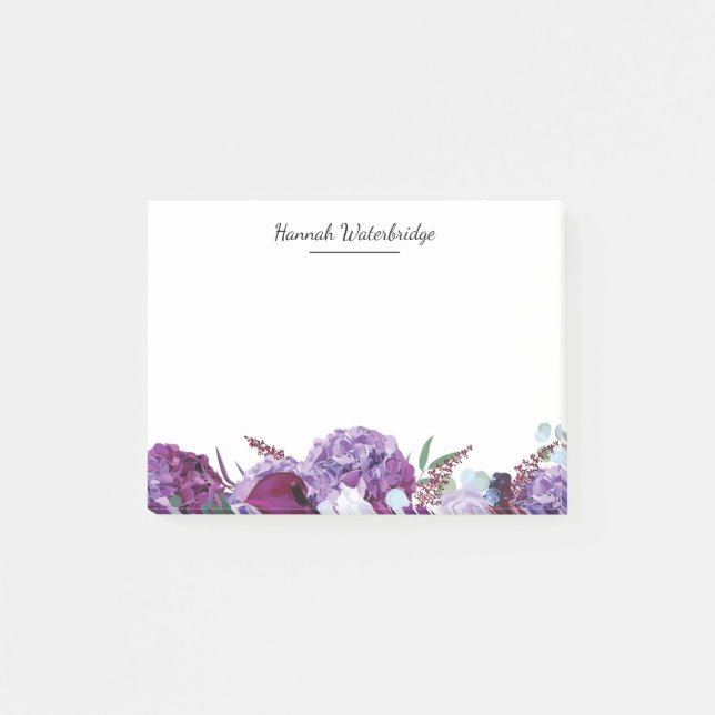 Floral Watercolor Script Modern Post-it Notes (Front)