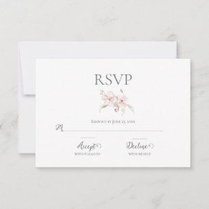 Floral Watercolor Script Pastel Pink Wedding RSVP Card